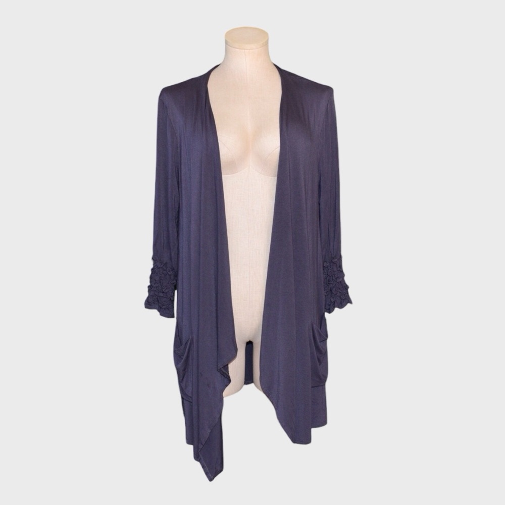 Soft Surroundings Ruffle Sleeve Open Drape Cardigan
